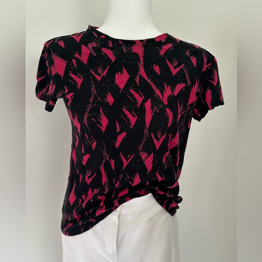 Proenza Schouler Black and Red Crew Neck Short Sleeve Graphic Tee